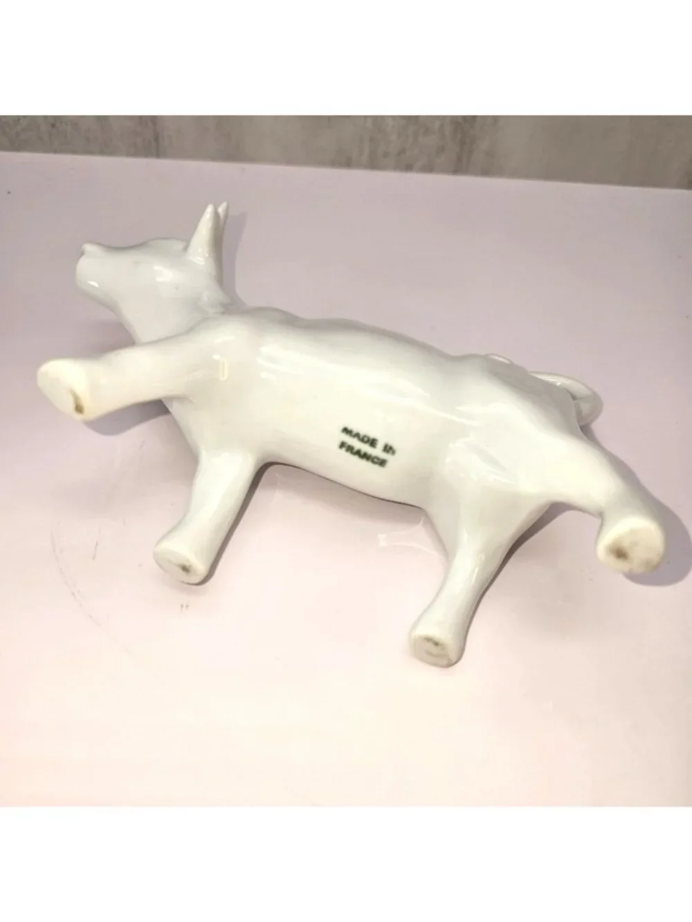 French Ceramic Cow Creamer Pitcher White Milk Jug Farmhouse Kitchen Decor CM2345
